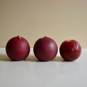 Partylite 3 Round Ball Candles Raspberry Cranberry 2 are BRAND NEW IN BOX NIB